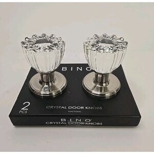 BINO 2‎ RIBBED CRYSTAL DOOR KNOBS CHROME NICKEL-NIB